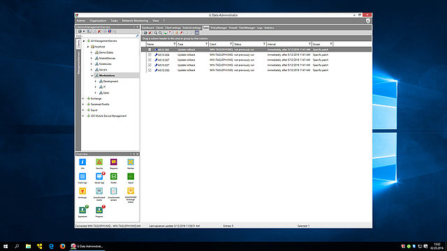 Screenshot G DATA Patch Management – set rollback jobs