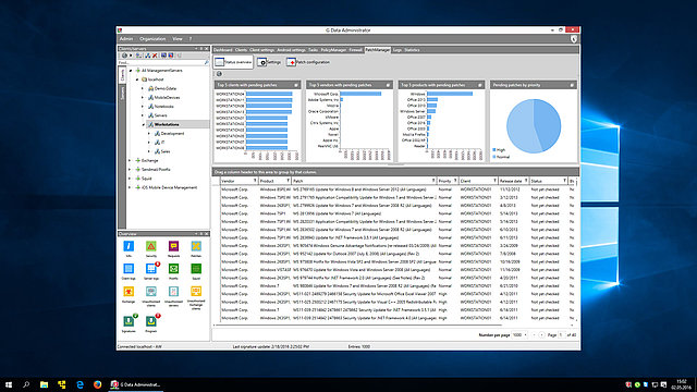 Screenshot G DATA Patch Management – currently available patches at a glance