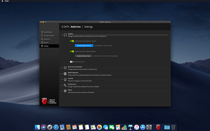 G DATA Antivirus Mac signature update