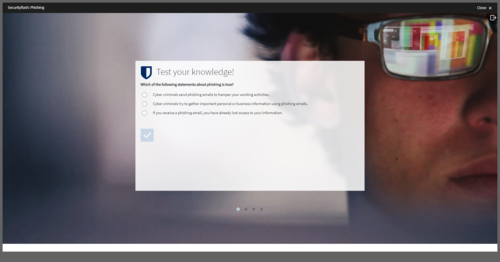 G DATA Security Awareness Training: Example of a knowledge check at the end of a course unit 