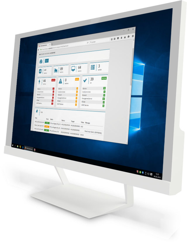 G DATA ActionCenter – create single metrics to monitor hardware, software or specific services The G DATA ActionCenter as screenshot on a monitor